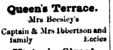 Last record for visitors to Mrs. Beesley, 29th of August 1862.