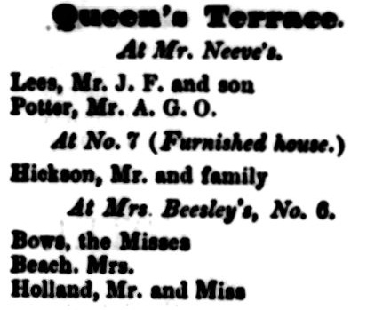 This list of visitors from the Fleetwood Chronicle shows No 7 as a Furnished House, being used as a holiday let in July 1845
